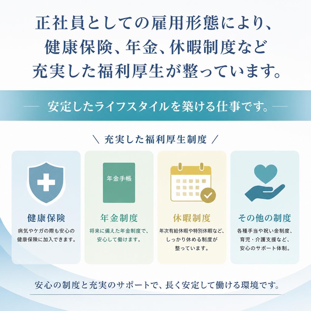 充実した福利厚生で安心の雇用形態