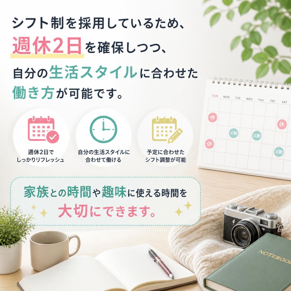週休2日でプライベートも充実