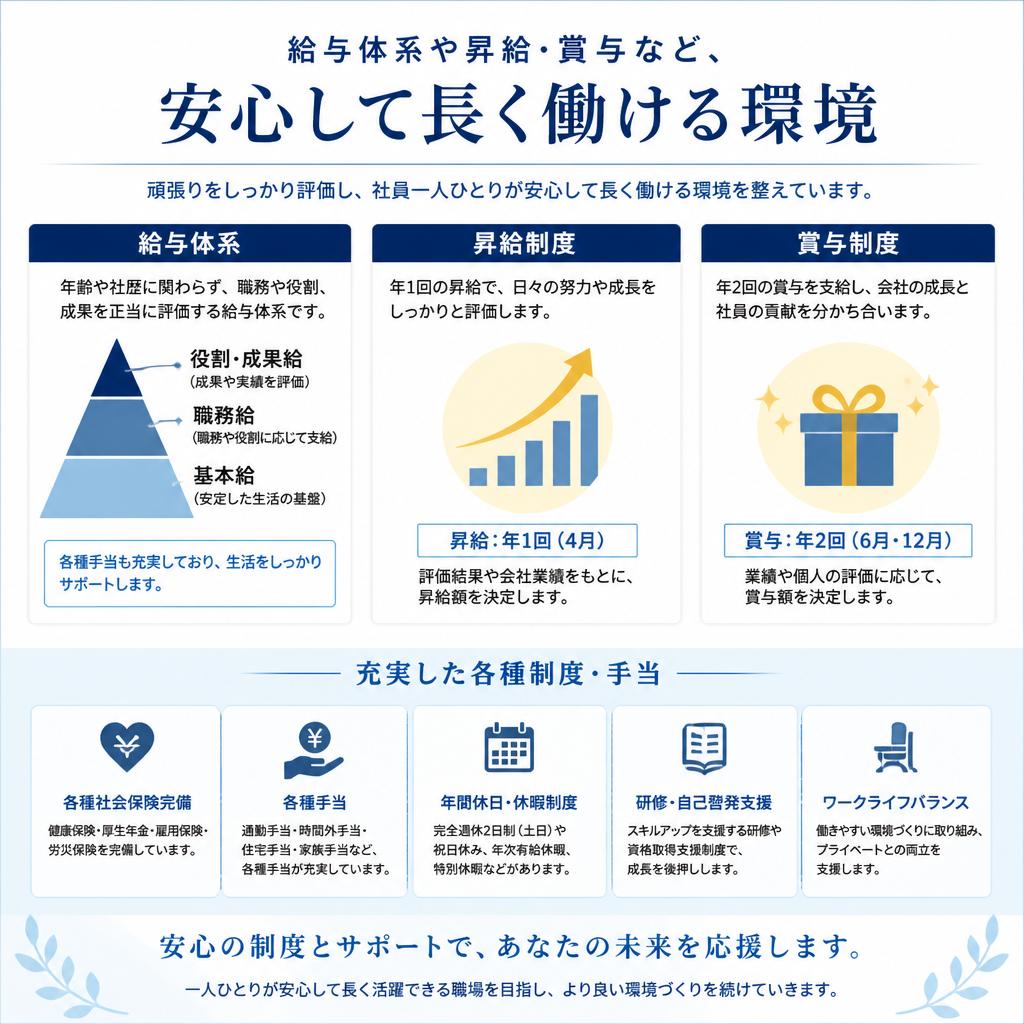 安定した福利厚生と働く環境