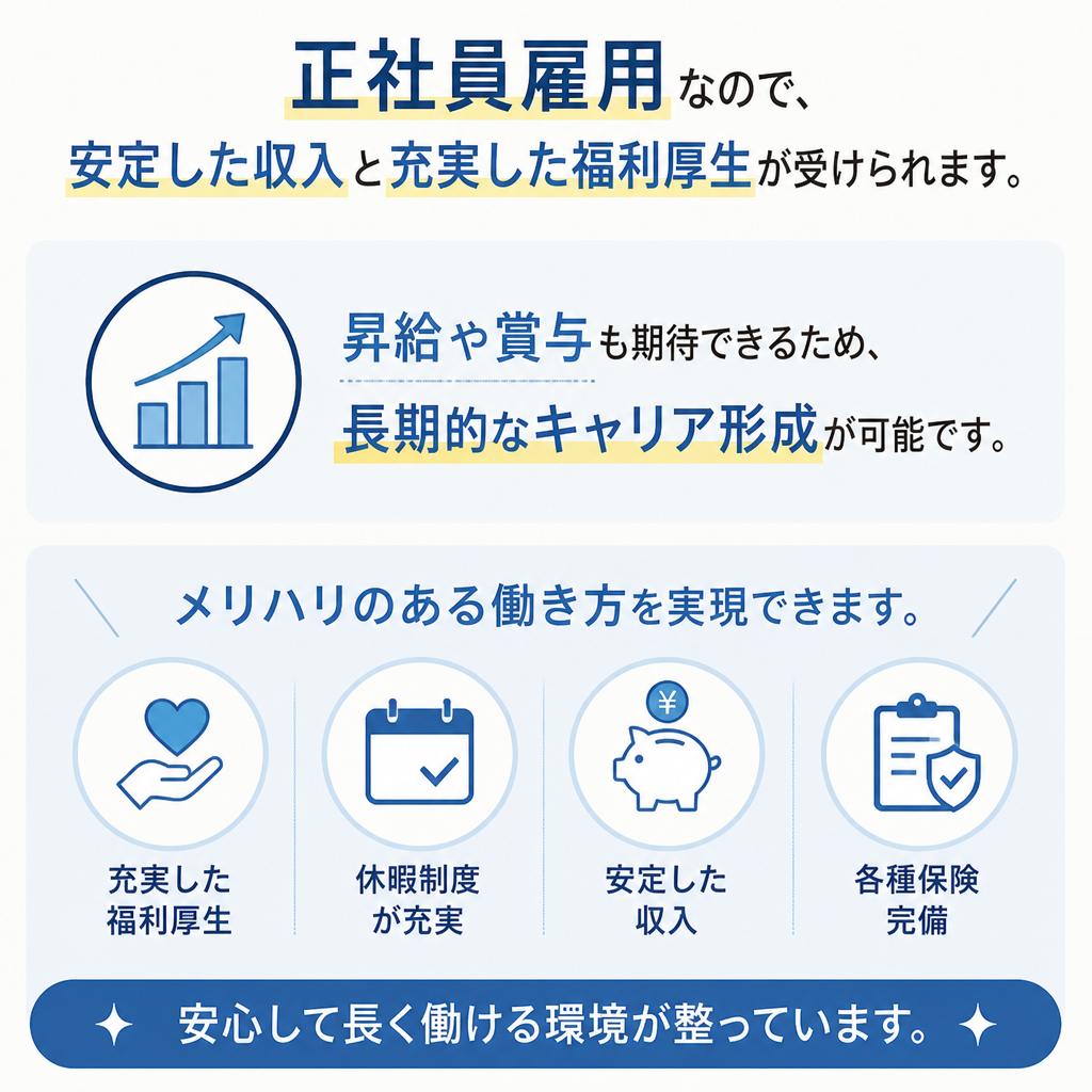 安定した収入と福利厚生
