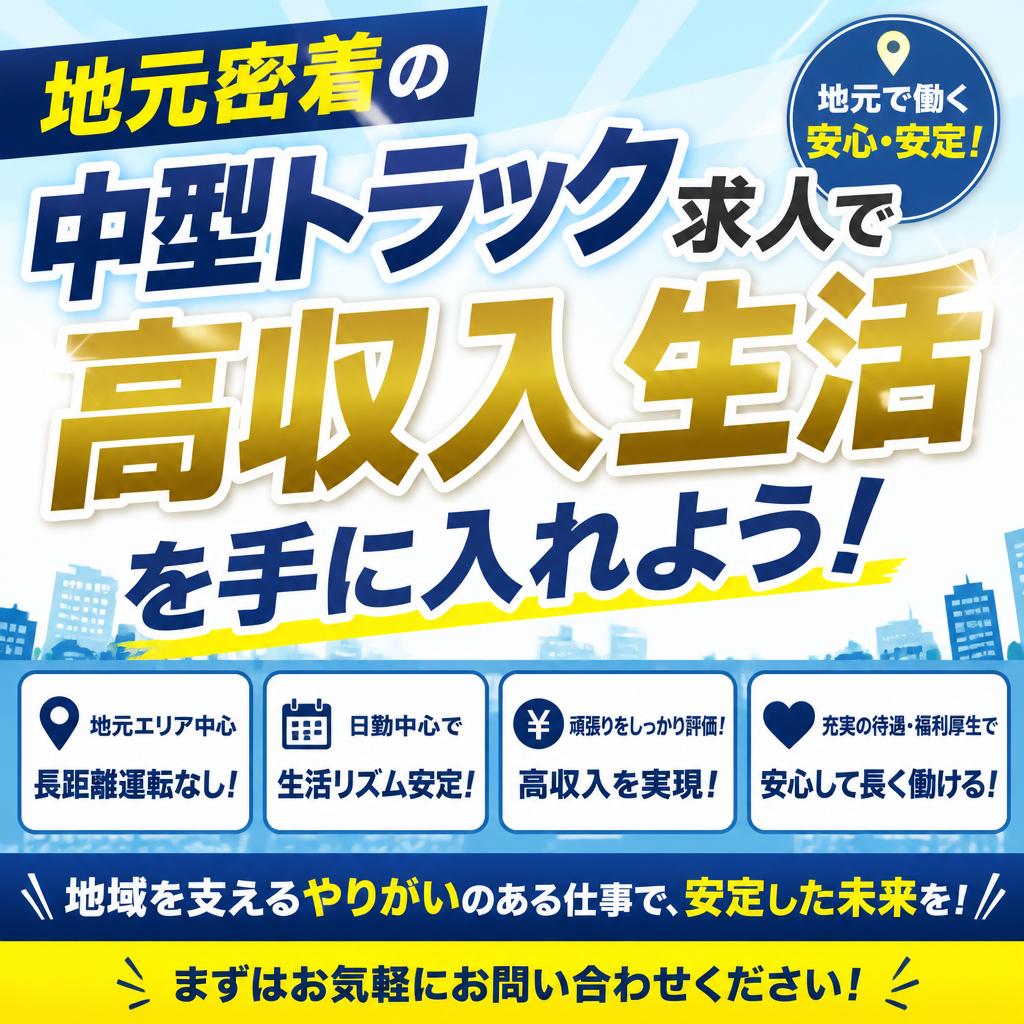 地元密着の中型トラック求人で高収入生活を手に入れよう！